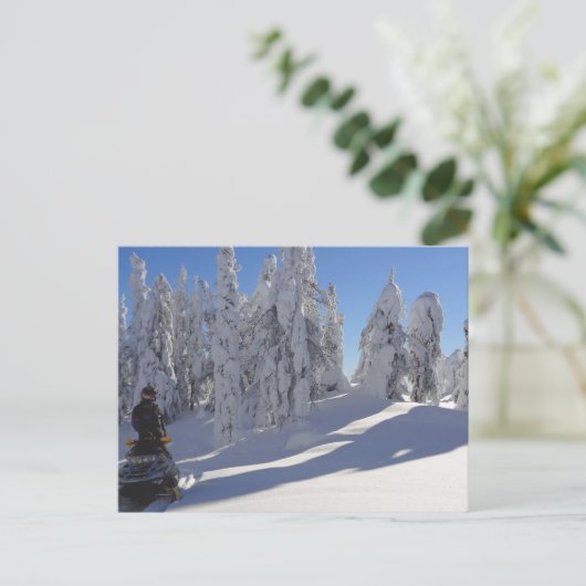 Snowmobiler Winterscape Briefkaart (Staand voorkant)