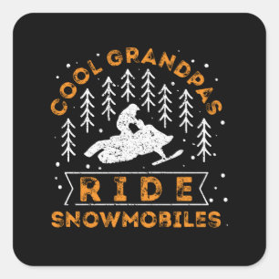 Snowmobiling - Cool Grandpas Ride Snowmobiles Vierkante Sticker