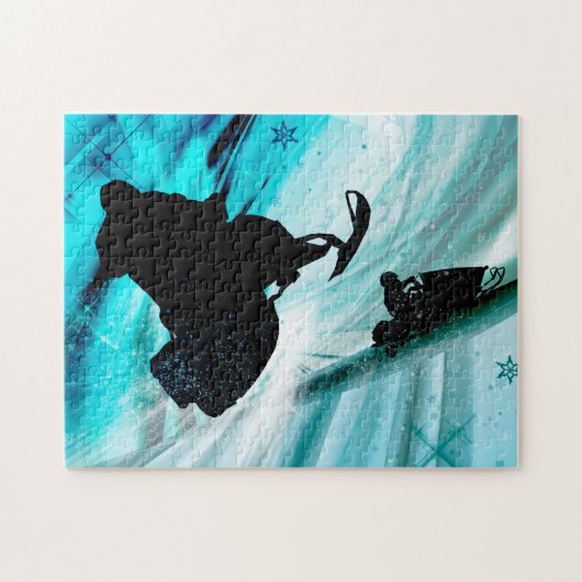 Snowmobiling op Ijzige Omwenteling van Slepen Legpuzzel (Horizontaal)