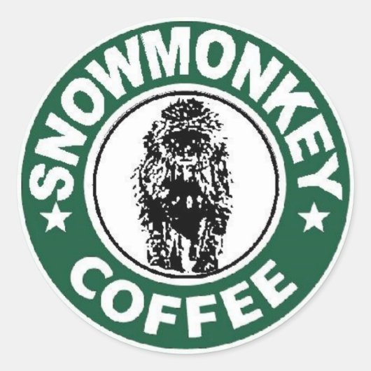 Snowmonkey Coffee logo Ronde Sticker (Voorkant)