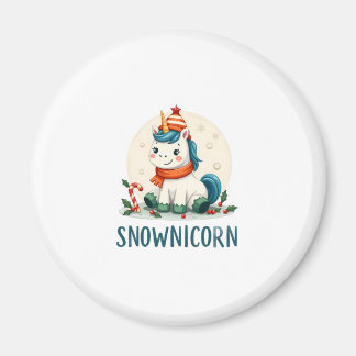 Snownicorn Cute Unicorn Snowman Christmas Girl T-S Magneet