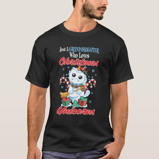 Snownicorn kleindochter die van Kerstmis houdt en  T-shirt (Voorkant)