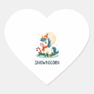 Snownicorn Mooie Eenhoorn Sneeuwman Kerst Meisje T Hart Sticker