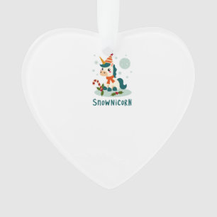 Snownicorn Schattig Eenhoorn Sneeuwman Kerst Meisj Ornament