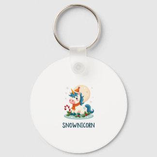 Snownicorn Schattig Eenhoorn Sneeuwman Kerst Meisj Sleutelhanger