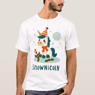 Snownicorn Schattig Eenhoorn Sneeuwman Kerst Meisj T-shirt