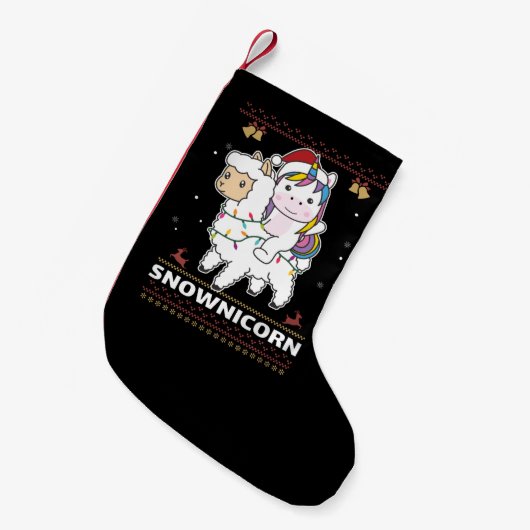 Snownicorn Unicorn Lama Winter Animals A Kleine Kerstsok (Voorkant (Hangend))