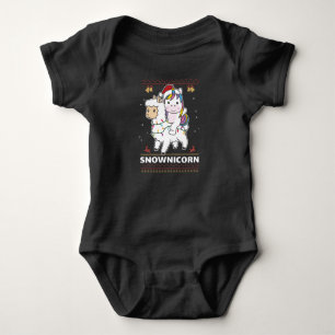 Snownicorn Unicorn Lama Winter Animals Romper