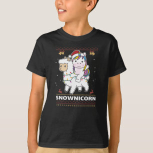 Snownicorn Unicorn Lama Winter Animals T-shirt