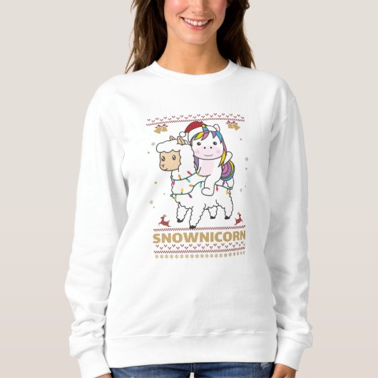 Snownicorn Unicorn Lama Winter Animals Trui (Voorkant)