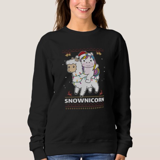Snownicorn Unicorn Lama Winter Animals Trui (Voorkant)