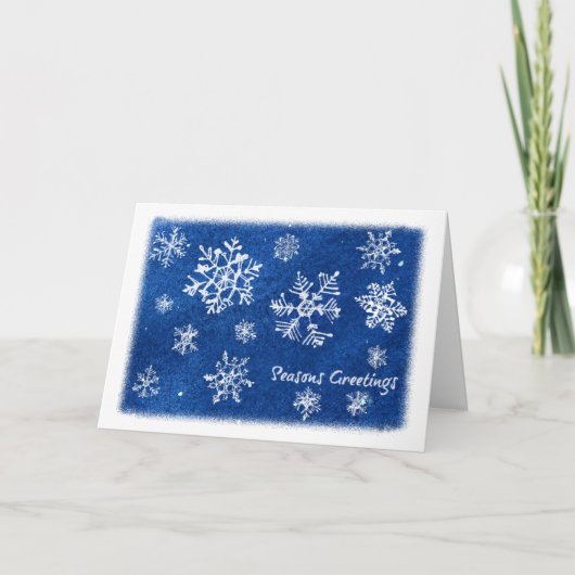 Snowny Night Snowflakes Holiday Card Feestdagen Kaart (Voorkant)