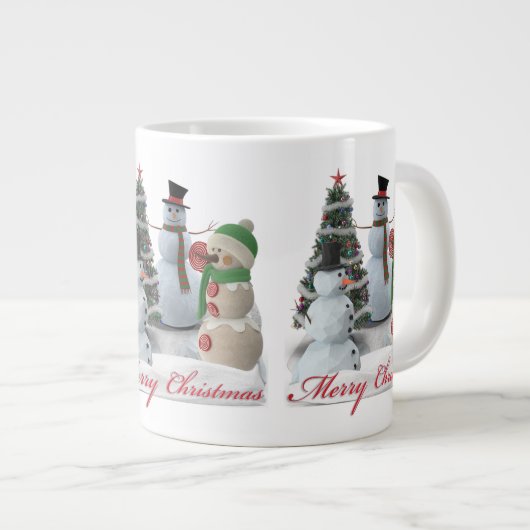 SnowPals Merry-kerstrood script Grote Koffiekop (Voorkant rechts)