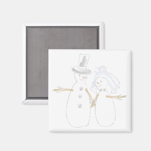 Snowpeople Bride en Groom Magneet (Voorkant / Achterkant)