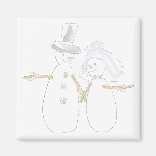 Snowpeople Bride en Groom Magneet (Voorkant)