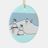 Snowpeople Skiing Keramisch Ornament (Rechts)