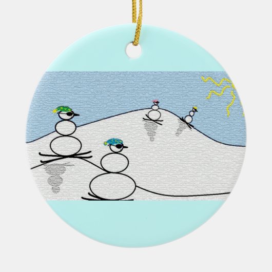 Snowpeople Skiing Keramisch Ornament (Voorkant)