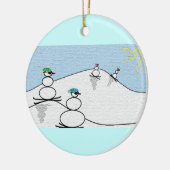 Snowpeople Skiing Keramisch Ornament (Links)