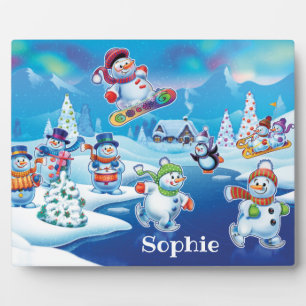 Snowpeople Winter Wonderland plaque & easel Fotoplaat