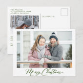 Snows Greenery Calligraphy Merry Kersty 2 Foto Briefkaart (Voorkant / Achterkant)