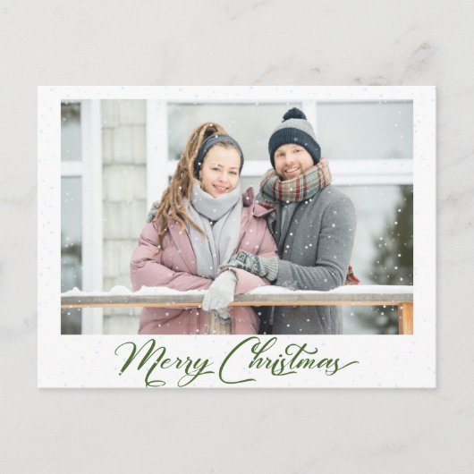 Snows Greenery Calligraphy Merry Kersty 2 Foto Briefkaart (Voorkant)