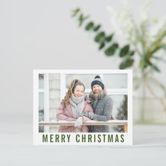 Snows Greenery Text Merry kerstfoto Collage Briefkaart (Staand voorkant)