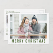 Snows Greenery Text Merry kerstfoto Collage Briefkaart (Voorkant / Achterkant)