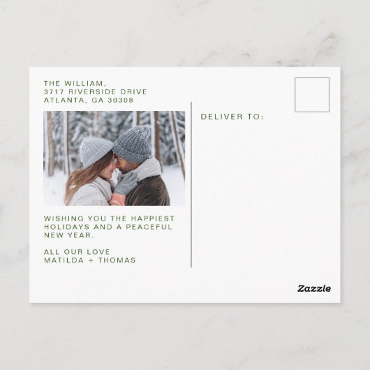 Snows Greenery Text Merry kerstfoto Collage Briefkaart (Achterkant)