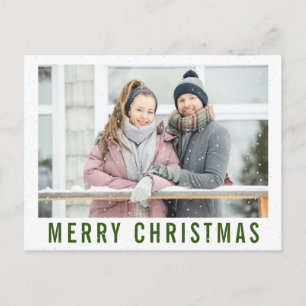 Snows Greenery Text Merry kerstfoto Collage Briefkaart