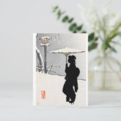 Snowscape en Japanse Geisha Briefkaart (Staand voorkant)