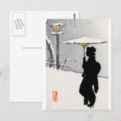 Snowscape en Japanse Geisha Briefkaart (Voorkant / Achterkant)
