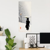 Snowscape en Japanse Geisha Poster (Thuiskantoor)