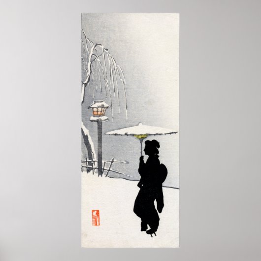Snowscape en Japanse Geisha Poster (Voorkant)