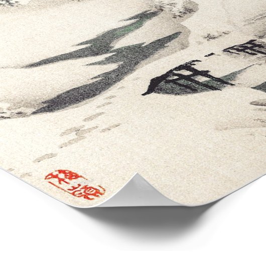 Snowscape van Kōno Bairei Poster (Hoek)