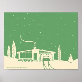 Snowscene uit de middelbare eeuw-groen poster