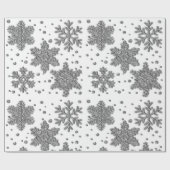 Snowschilfers met mousserende zilverkleurige sneeu cadeaupapier (Vlak)