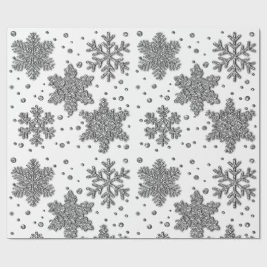 Snowschilfers met mousserende zilverkleurige sneeu cadeaupapier (Vlak)