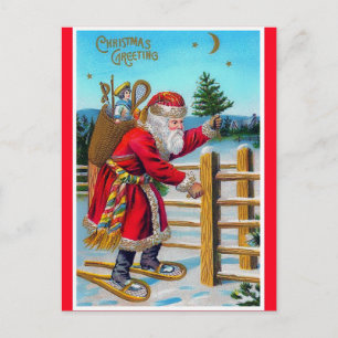 Snowschoenen Santa copy op kerstBriefkaart Briefkaart