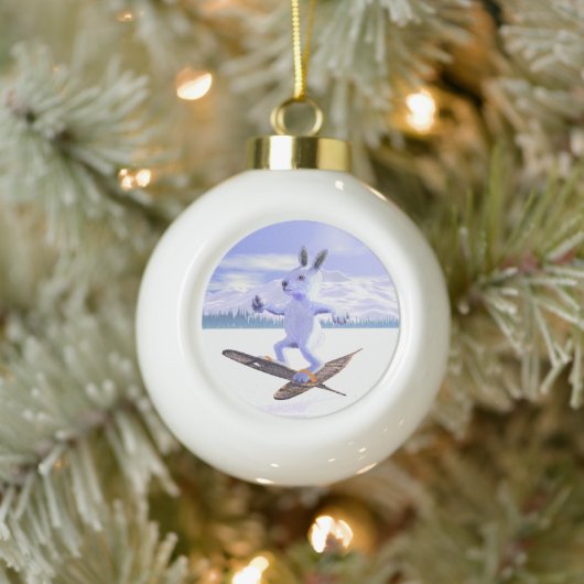 Snowshoe Hare Keramische Bal Ornament (Boom)
