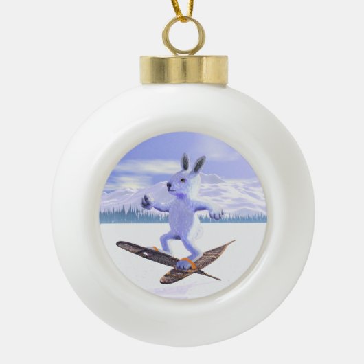 Snowshoe Hare Keramische Bal Ornament (Voorkant)