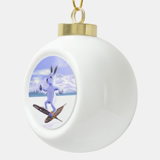 Snowshoe Hare Keramische Bal Ornament (Rechts)