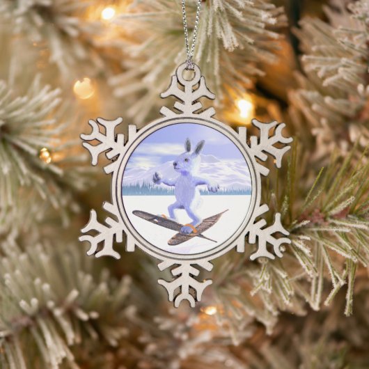 Snowshoe Hare Tin Sneeuwvlok Ornament (Boom)