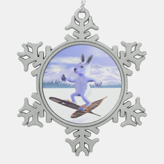 Snowshoe Hare Tin Sneeuwvlok Ornament (Voorkant)
