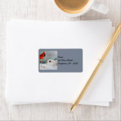 Snowshoe konijn en rode kardinaal Waterverf kunst Etiket (Insitu)