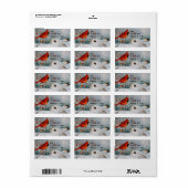 Snowshoe konijn en rode kardinaal Waterverf kunst Etiket (Full Sheet)