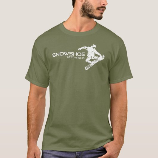 Snowshoe Mountain West Virginia Snowboarder T-shirt (Voorkant)