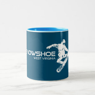 Snowshoe Mountain West Virginia Snowboarder Tweekleurige Koffiemok