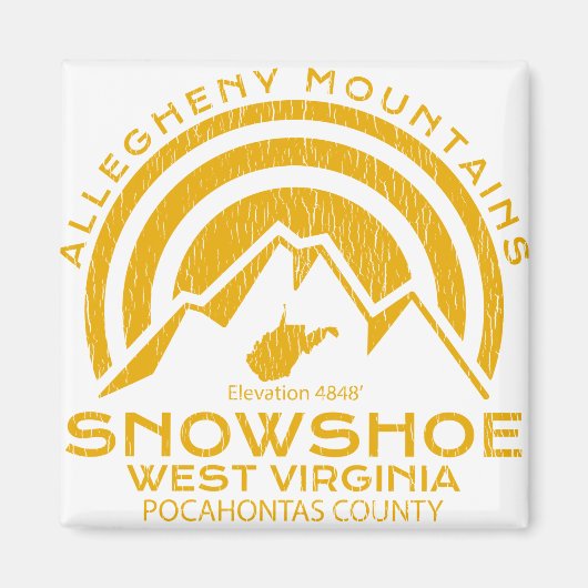 Snowshoe West Virginia Mountain Magneet (Voorkant)