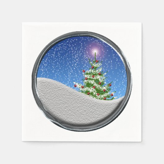 Snowstorm met kerstbomen buiten servet (Voorkant)