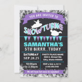 Snowtubfeestje paarse sleur kaart (Voorkant)